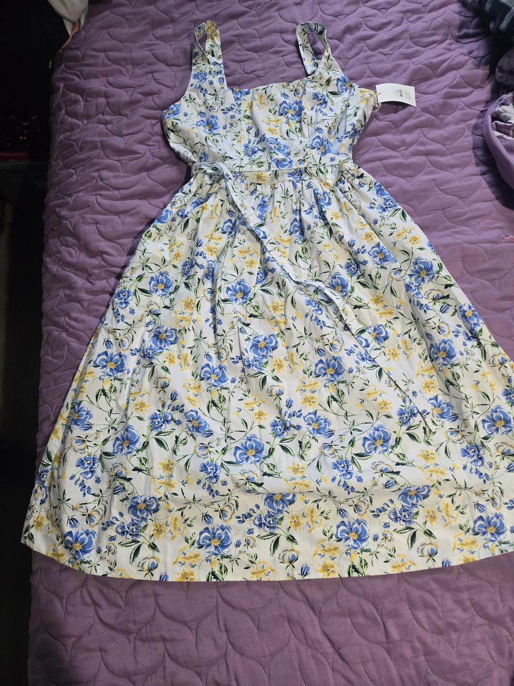 Floral Midi Sundress in Blue & Yellow